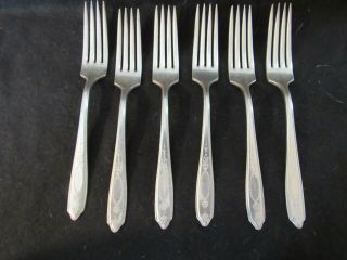 6 Dinner Forks,  Empire Silverplate 1921,  Rogers And Bros (2372)