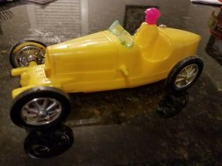 Rare Vintage Bergman Toy Car W Driver Yellow Made In The Usa 7 "