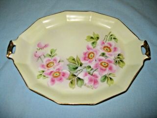 Antique Limoges France Vanity Dresser Pin Tray Hand Painted Artist Signed