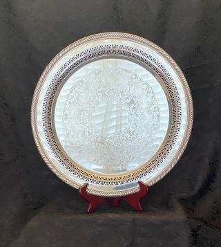 Antique/vintage Wm Rogers Silverplate,  Round 12”reticulated Serving Platter