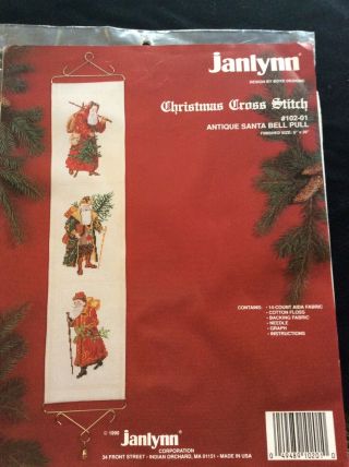 Janlynn Antique Santa Bell Pull Christmas Cross Stitch Kit 1990 102 - 01