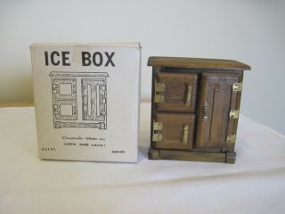 Vintage Chadwick - Miller Dollhouse Miniature Wood Ice Box W/hinged Doors & Box