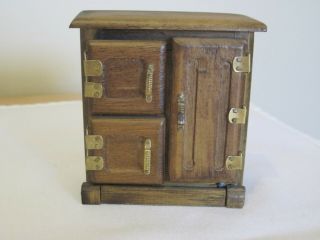 Vintage Chadwick - Miller Dollhouse Miniature Wood Ice Box w/Hinged Doors & Box 2