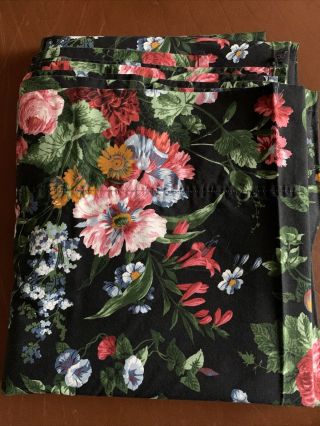 Rare Ralph Lauren Cossette Isadora Black Floral Full Flat Sheet Roses Htf