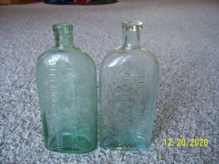2 Antique Lydia E Pinkham Vegetable Compound Blue Glass Bottles Women 