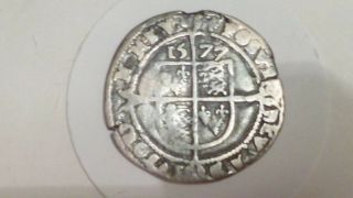 1577 Hammered Sixpence.  7 Over 6.  Very Rare Date.  Elizabeth 1st.  Tudor.  British