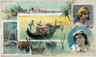 Antique Victorian Trade Card Arbuckle Coffee Venice Italy No 8 Gondola 1893