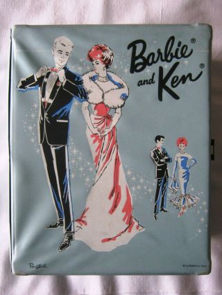 1963 Vintage Barbie And Ken Doll Blue Wardrobe Carrying Case