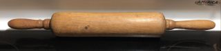 Antique Vintage Wooden Wood Rolling Pin With Decorative Handles