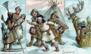 Antique Victorian Trade Card Arbuckle Coffee Ancient Lapland Eskimo 50 1893