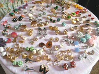 95 Antique And Vintage Clip And Screw Back Earrings 0ne - Miriam Haskell -
