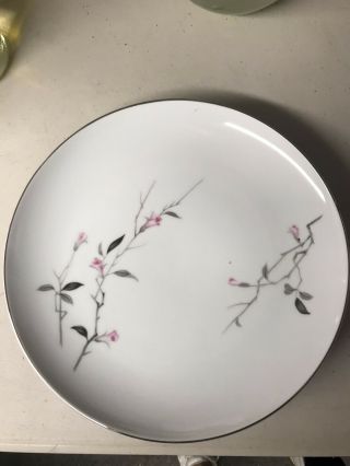 Cherry Blossom by Fine China of Japan Set Of 3 Dinner Plates Pink Gray Flowers 2