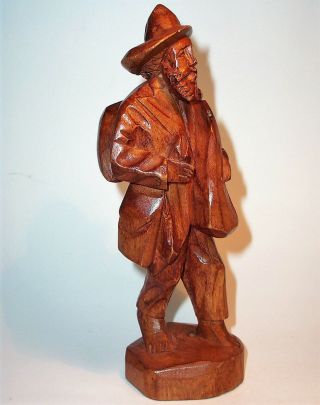 Old TRAVELER MAN Hand Carved Wood Art Sculpture Statue Figurine Vintage Antique 2