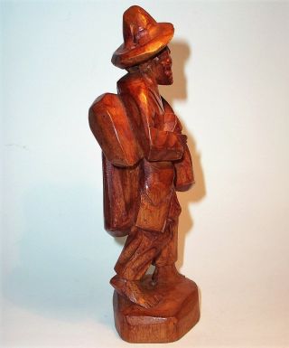 Old TRAVELER MAN Hand Carved Wood Art Sculpture Statue Figurine Vintage Antique 3