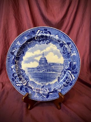 Antique 1899 Flow Blue Wedgwood The Capitol Washington Dc Plate Souvenir Euc
