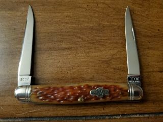 Schatt & Morgan Premier Muskrat Knife 2002 York Stamp Bone Rare 1 Of 400