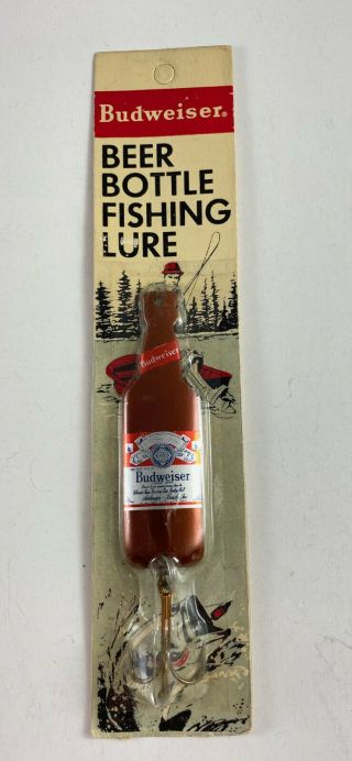 Vintage Budweiser Beer Bottle Fishing Lure - On Card