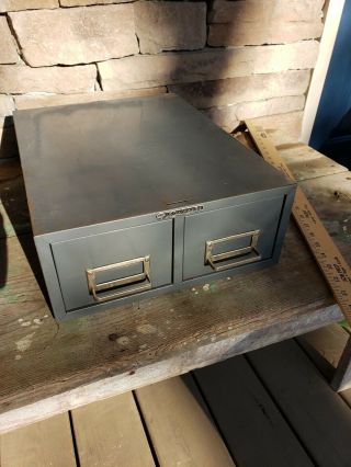 Vintage Steelmaster Metal Double Industrial Index Card File Cabinet 2