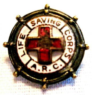 Antique Collectible Pinback Pin: A.  R.  C.  American Red Cross Life Saving Corps