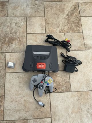 N64 Nintendo 64 Charcoal Grey Console System W/controller Cables - Rare