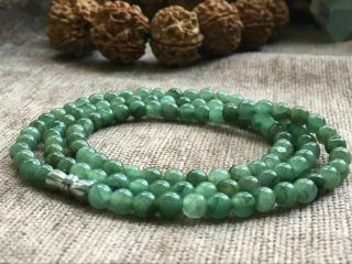 5mm 100 Natural A Green Emerald Jade Beads Necklace Have Certificate1664