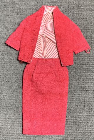 Vintage Barbie Red " Busy Gal " 981 Jacket Skirt Striped Halter Body Blouse