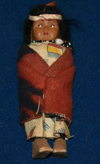 Vintage Native American Skookum 6 1/2 Inch With Beads