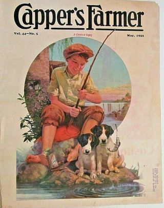 Fishing,  Boy & Puppies,  Capper 