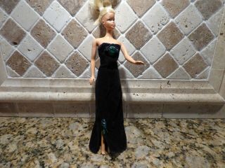 Vintage Barbie Clone Black Velvet Evening Gown