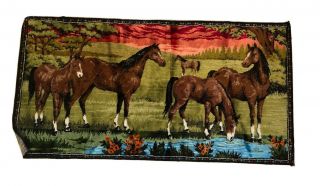 Vintage D.  T.  C.  Rn 22580 Horses Tapestry Carpet Made In Lebanon 39.  5 " X 20.  5 "