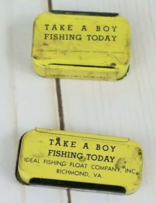 2 Vintage Empty Fishing Weight Tins Ideal Split Shot Collectible Size 3,  4 Yell 3
