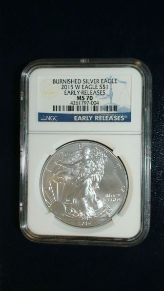Rare 2015 W Ngc Ms70 Burnished American Silver Eagle $1 Coin Start At 99 Cents