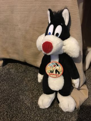 Vintage Warner Brothers 1989 Sylvester The Cat Plush Toy 16 Mighty Star 1532 24k
