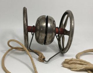 Antique Metal Pull Toy Wheel With Bell