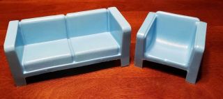 Vintage Mattel Barbie Furniture 1973 Couch & Chair 1982 Style Chair 1984 Wicker 2