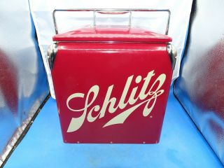 Rare Vintage Schlitz Beer Metal Cooler W/ Locking Top
