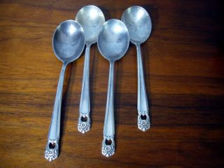 1847 Rogers Bros.  Is " Eternally Yours " 4 Silver Plate Gumbo Spoons