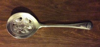 Vintage Leonard Silver Plated Slotted Serving Spoon - Italy - Acorn Pattern