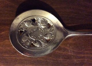 Vintage Leonard Silver Plated Slotted Serving Spoon - Italy - Acorn Pattern 2