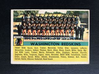 1956 Topps Football,  Washington Redskins,  Team Card 61,  Vg (no Creases) Sp