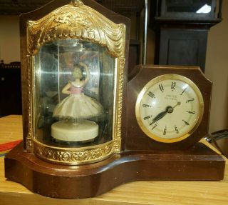 355 Antique United Musical " Dancing Ballerina " Clock To Restore