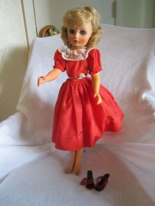 Vintage 1950s Doll 18 Inches With Shoes,  Pearls,  Stockings And Extra Outfit