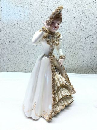 RARE Florence Ceramics Figurine - ' Susanna ' in Cream,  Gold and Lace 3