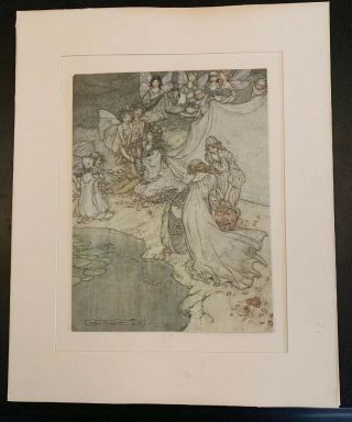Arthur Rackham Midsummer Night’s Dream Tipped In Print 1908 Fairies Antique 2