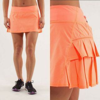 Rare Lululemon Pace Setter Skirt Sz 6 Wagon Stripe,  Pop Orange / Bleached Coral