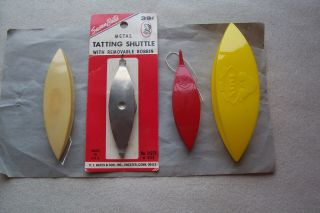 4 Tatting Shuttles Tatsy Susan Bates Boye " Collectors "