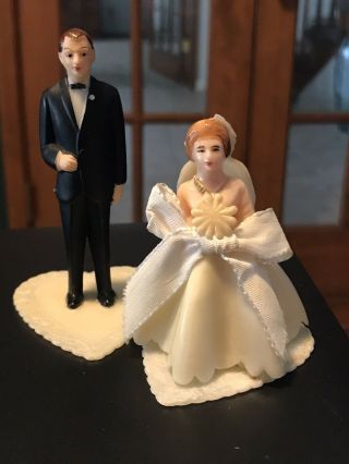 Vintage Bride And Groom Cake Topper | Retro | 50s Wedding Decor |