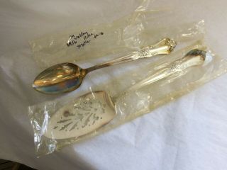 Wm A Rogers Oneida Valley Rose 1956 Pie Server & Tablespoon / Old Stock
