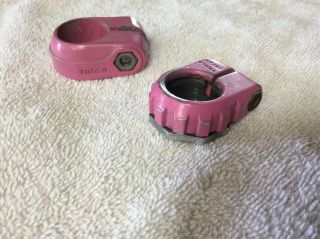 Rare Vintage 80’s Tioga Head Lock & Seat Clamp Pink Old School Haro Redline Gt