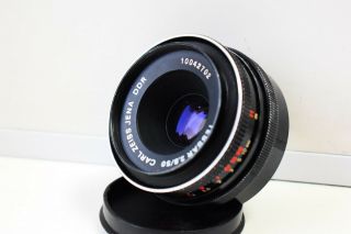 Rare Black Carl Zeiss Jena Tessar Germany Lens 50mm F/2.  8 M42 Mount Exc